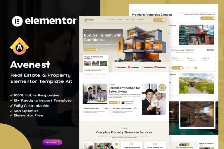 Avenest – Real Estate & Property Showcase Elementor Template Kit