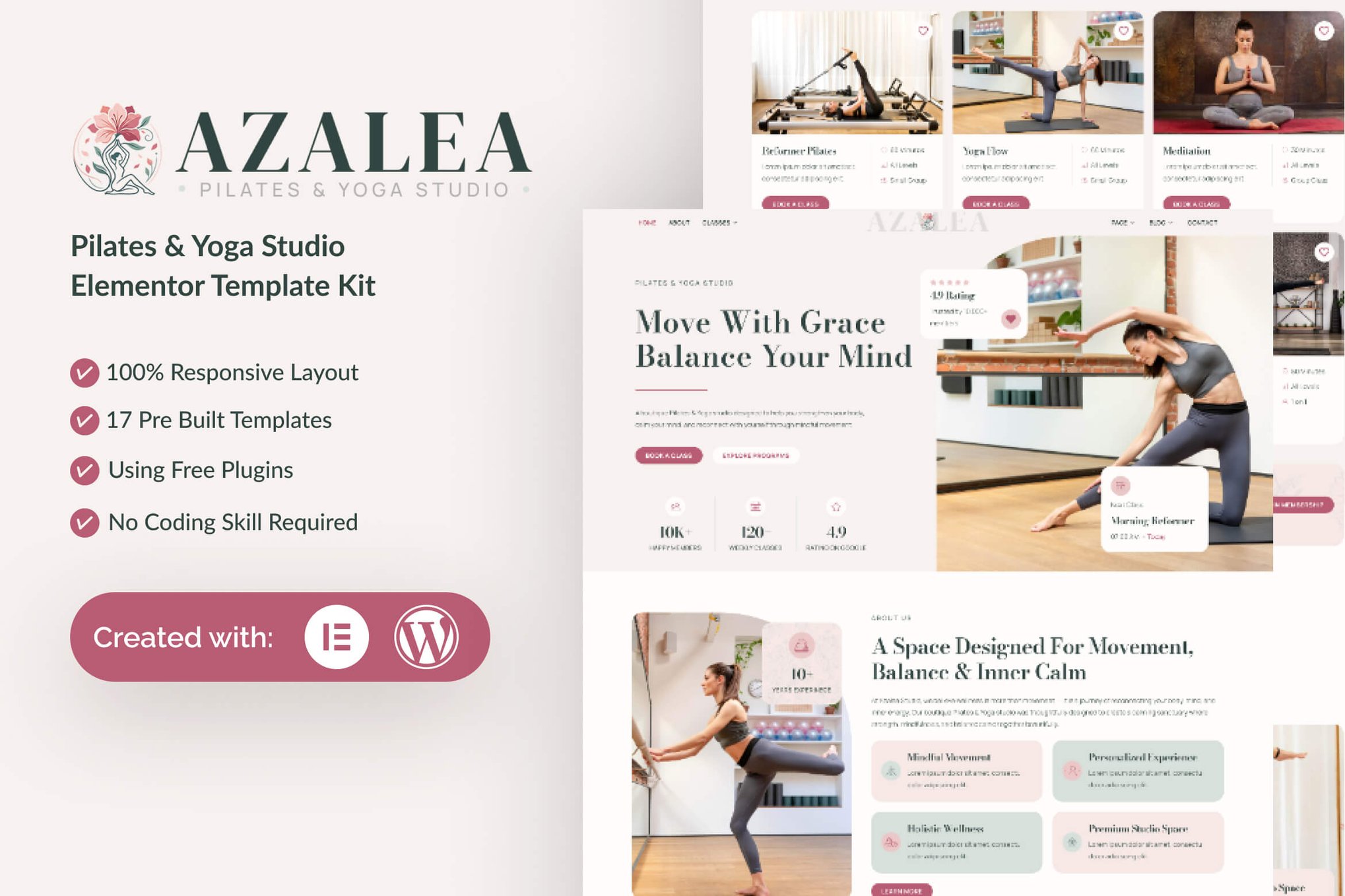 Azalea – Pilates & Yoga Studio Elementor Template Kit