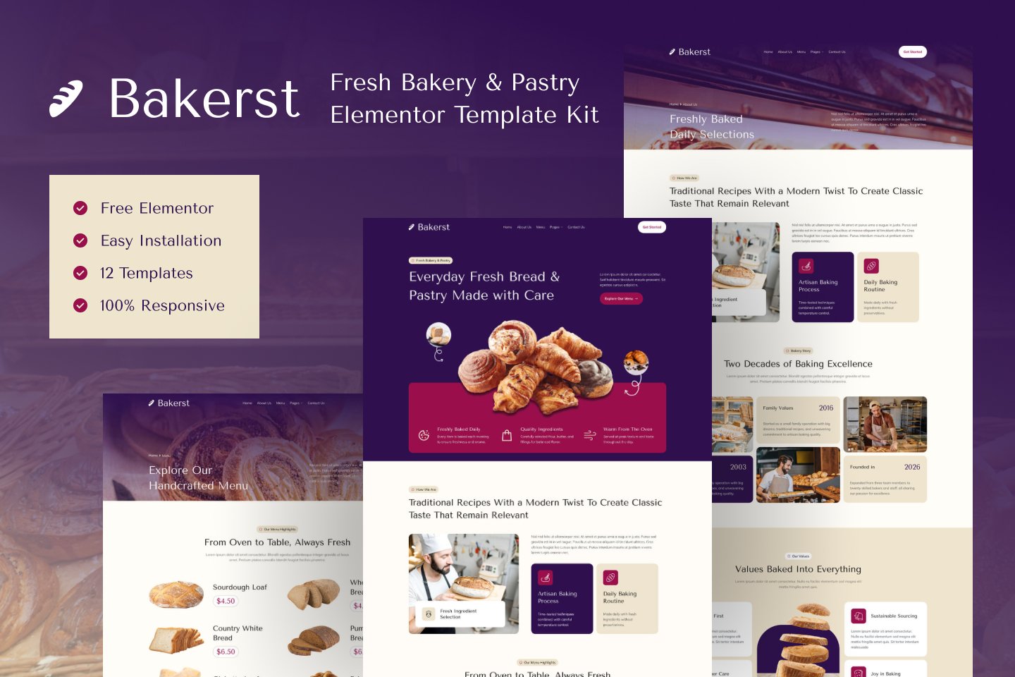 Bakerst – Bakery & Pastry Elementor Template Kit