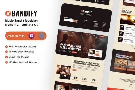 Bandify – Music Band & Musician Elementor Template Kit