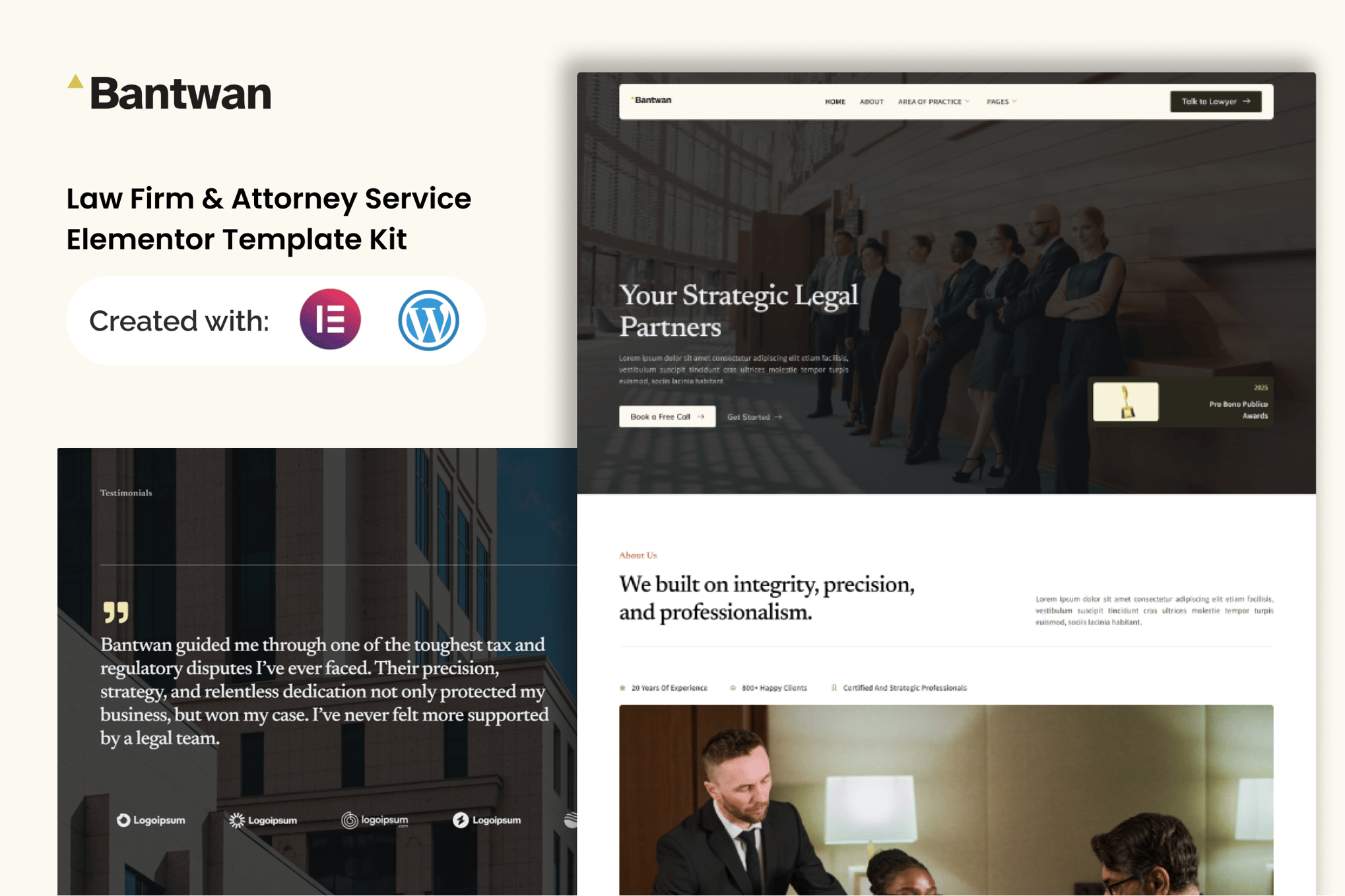 Bantwan - Law Firm & Attorney Service Elementor Template Kit