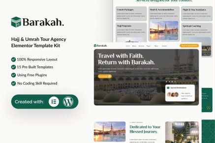 Barakah – Hajj & Umrah Tour Agency Elementor Template Kit