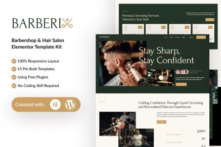 Barberix – Barbershop & Hair Salon Elementor Template Kit