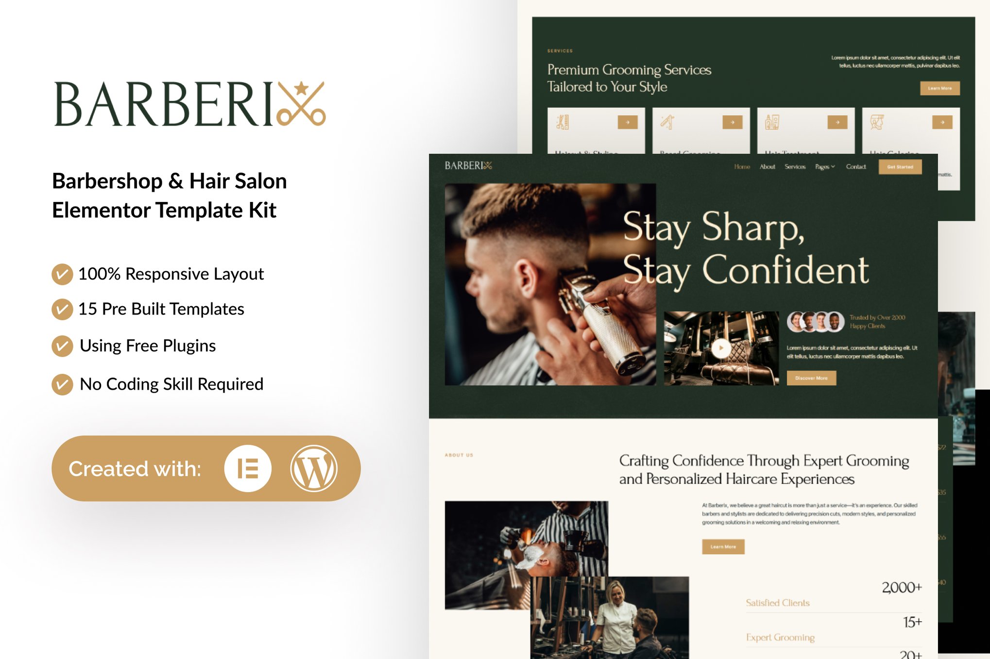 Barberix – Barbershop & Hair Salon Elementor Template Kit