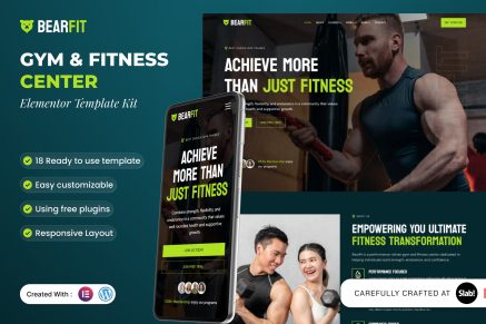Bearfit – Gym & Fitness Center Elementor Template Kit