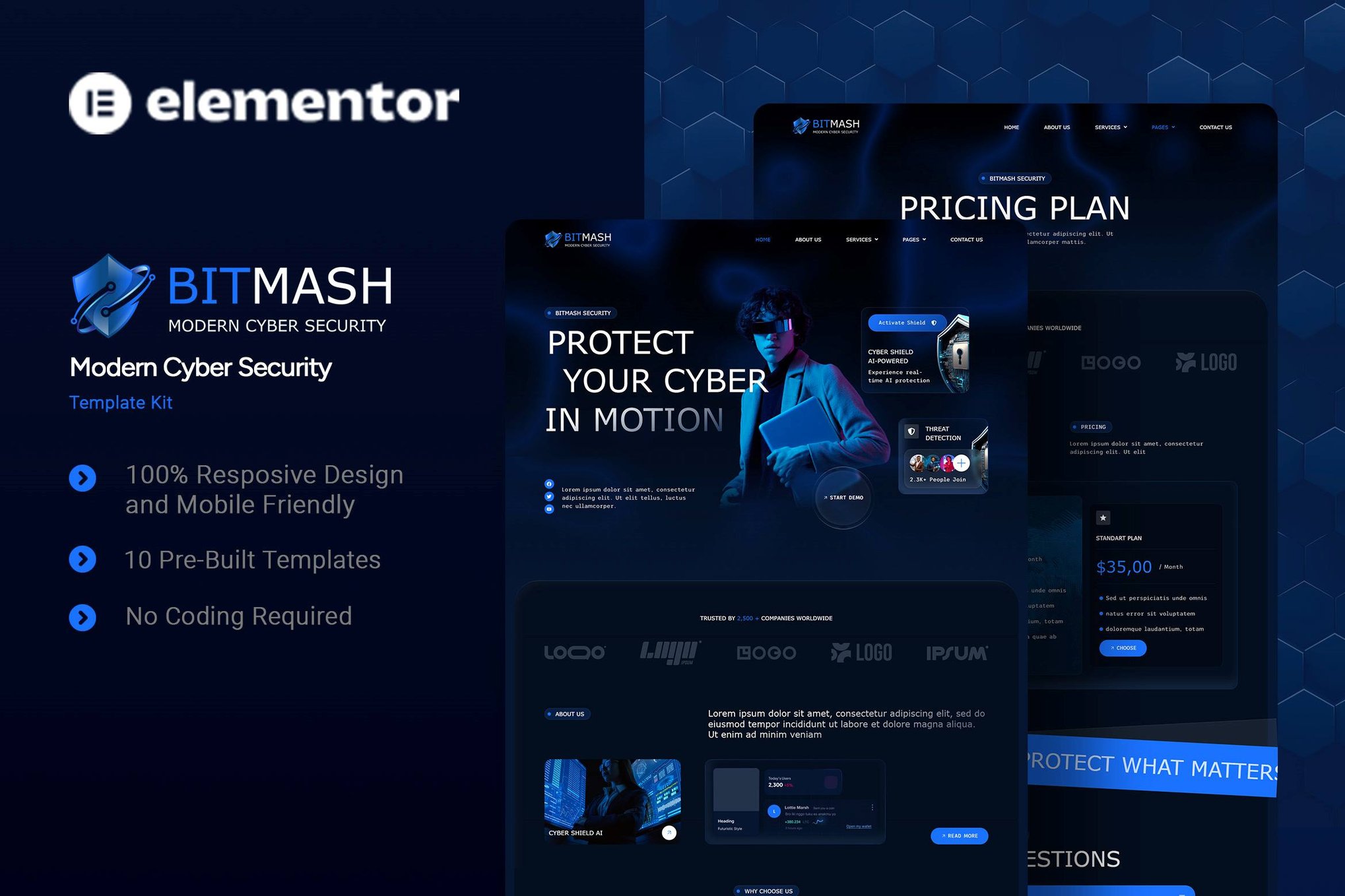 Bitmash - Modern Cyber Security Elementor Template Kit