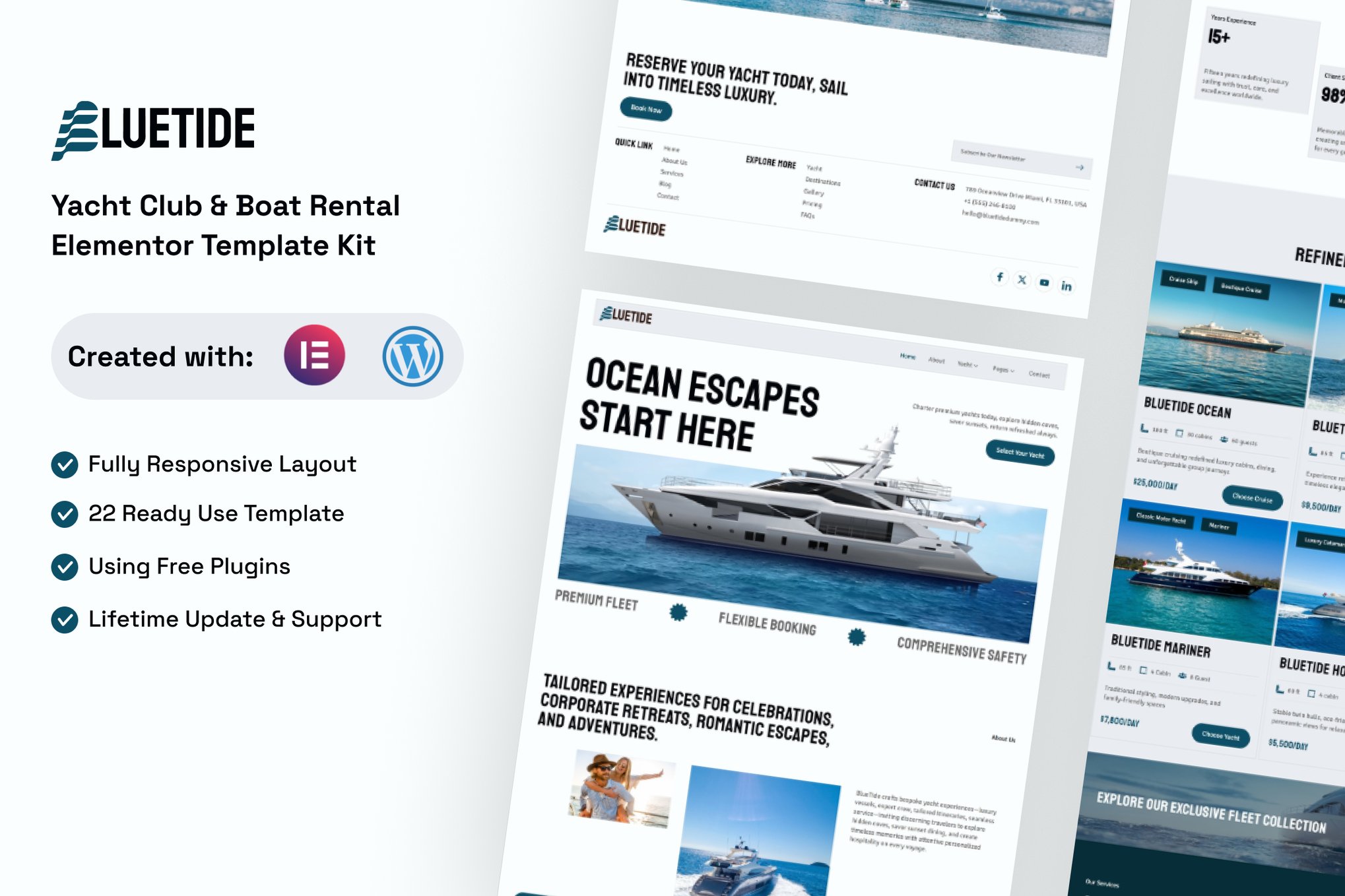 Bluetide – Yacht Club & Boat Rental Elementor Template Kit