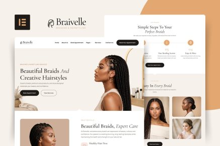 Braivelle – Braiding & Hairstyling Services Elementor Template Kit