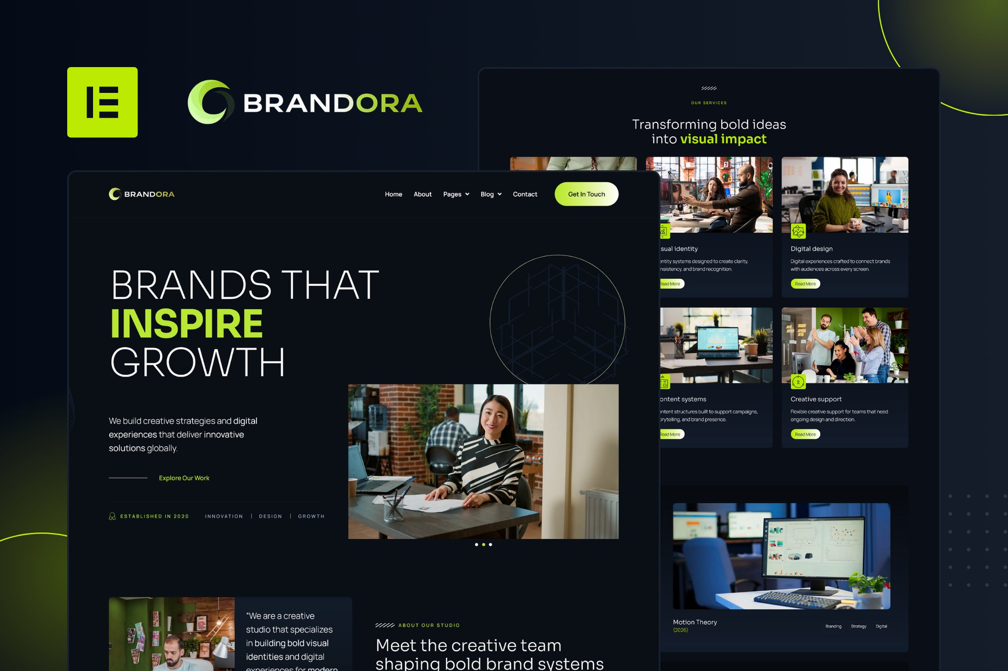 Brandora – Creative Agency Elementor Pro Template Kit