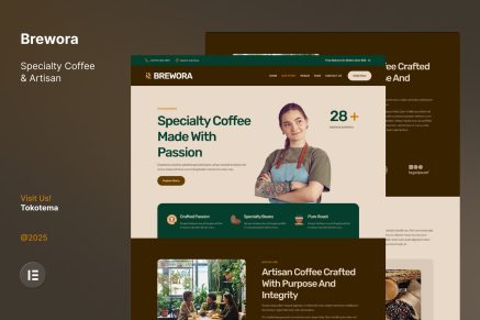 Brewora – Specialty Coffee & Artisan Website Elementor Template Kit