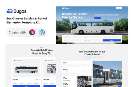 Bugos – Bus Charter Service & Rental Elementor Template Kit