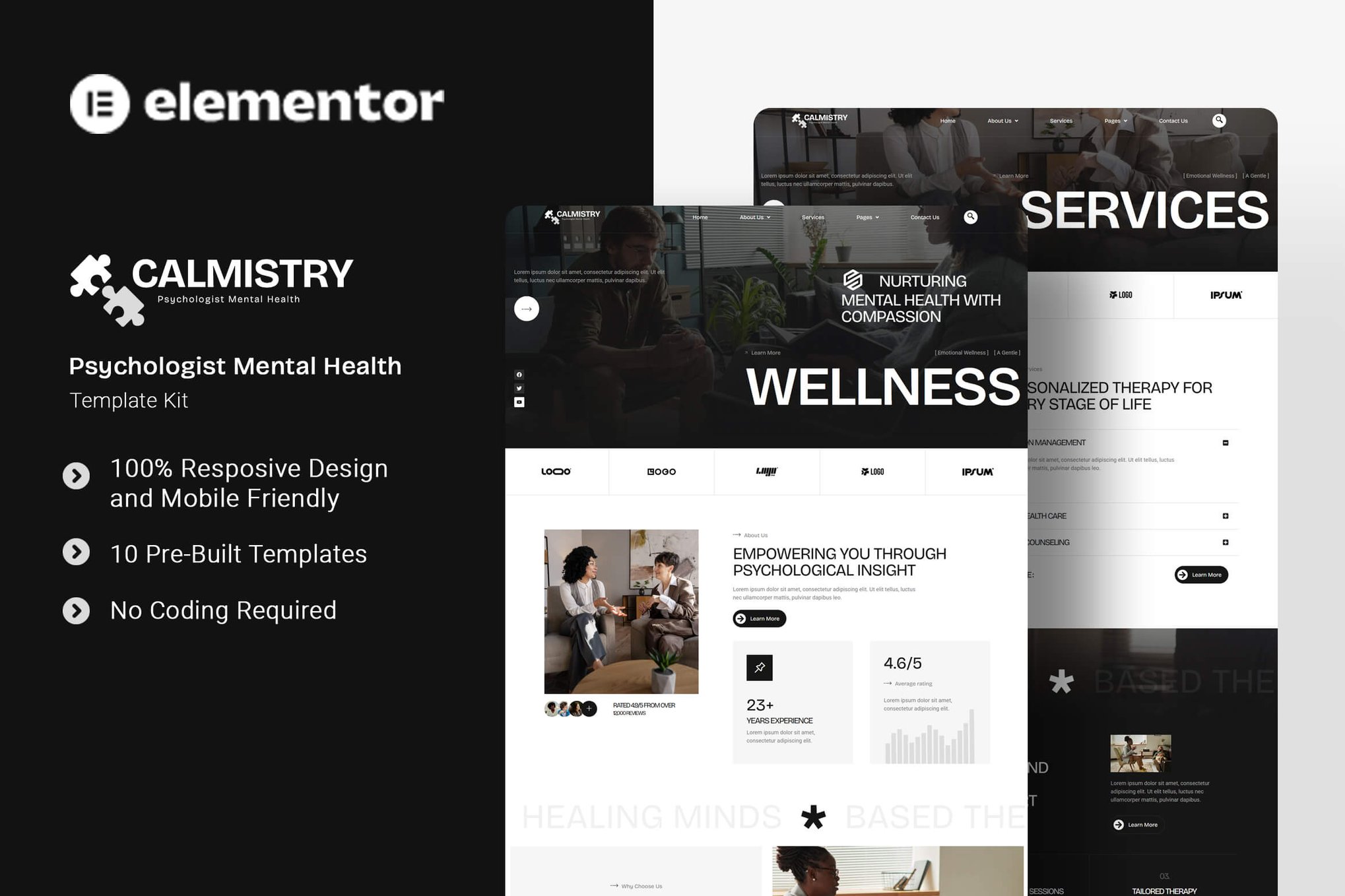 Calmistry - Psychologist Mental Health Elementor Template Kit