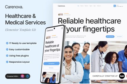 Carenova – Healthcare & Medical Services Elementor Template Kit