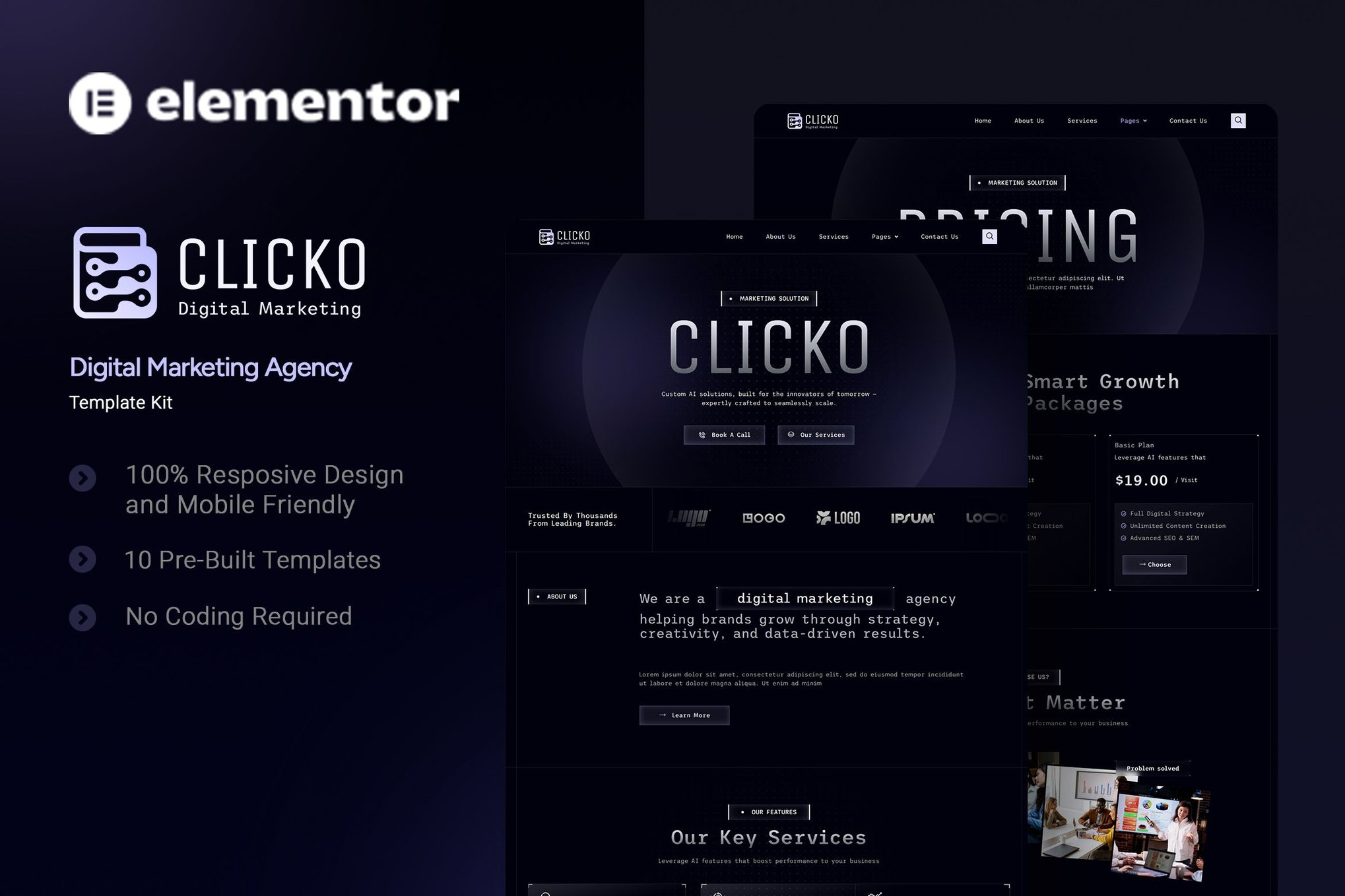 Clicko - Digital Marketing Agency Elementor Template Kit