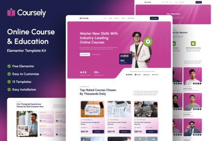 Coursely – Online Course & Education Elementor Template Kit