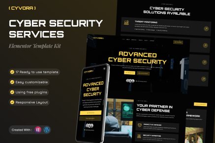 Cyvora – Cyber Security Services Elementor Template Kit