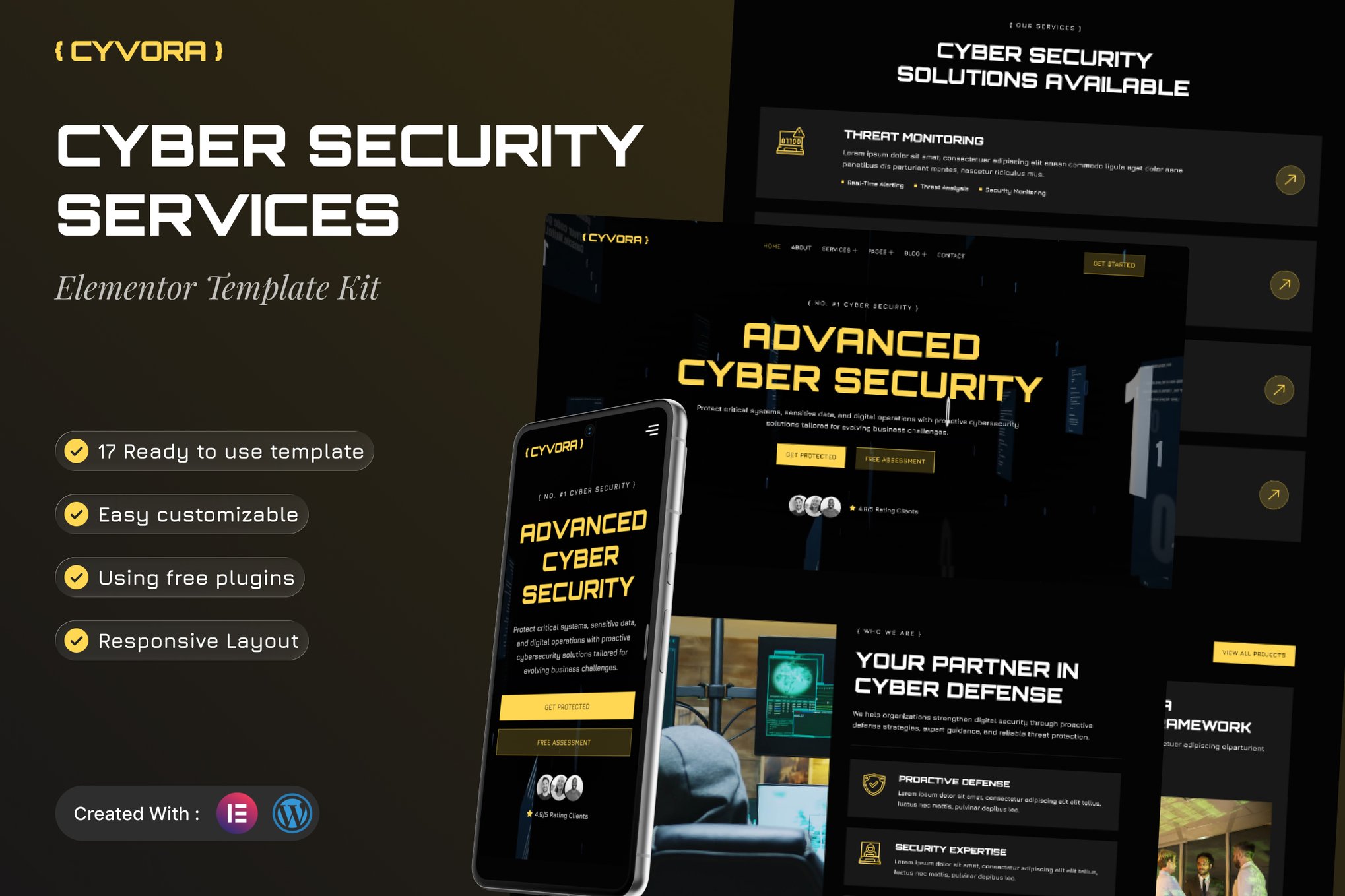 Cyvora – Cyber Security Services Elementor Template Kit