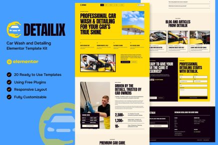 Detailix – Car Wash and Detailing Service Elementor Template Kit