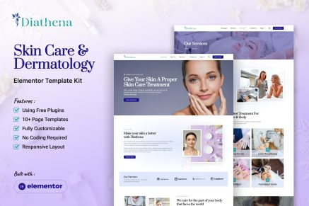 Diathena - Skin Care & Dermatology Elementor Template Kit