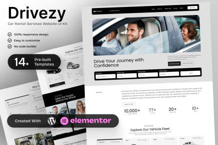 Drivezy – Car Rental Services Elementor Template Kit