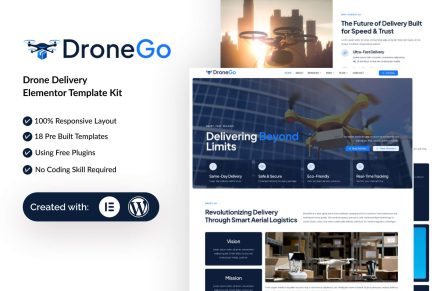DroneGo – Drone Delivery Elementor Template Kit
