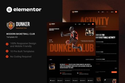Dunker - Modern Basketball Club Elementor Template Kit