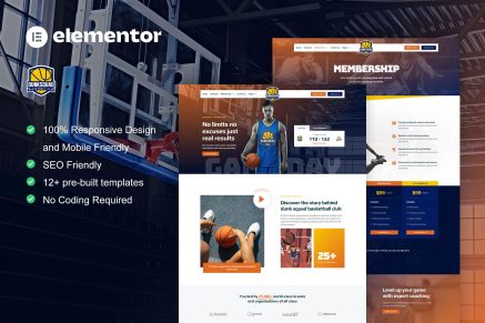 DunkSquad – Basketball Team & Sport Club Elementor Pro Template Kit