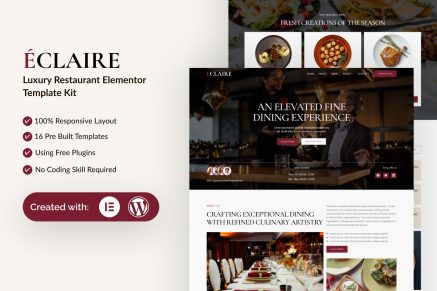 Eclaire – Luxury Restaurant Elementor Template Kit