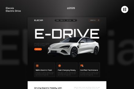 Elecxia – EV Electric Car Rental & Service Website Elementor Template Kits