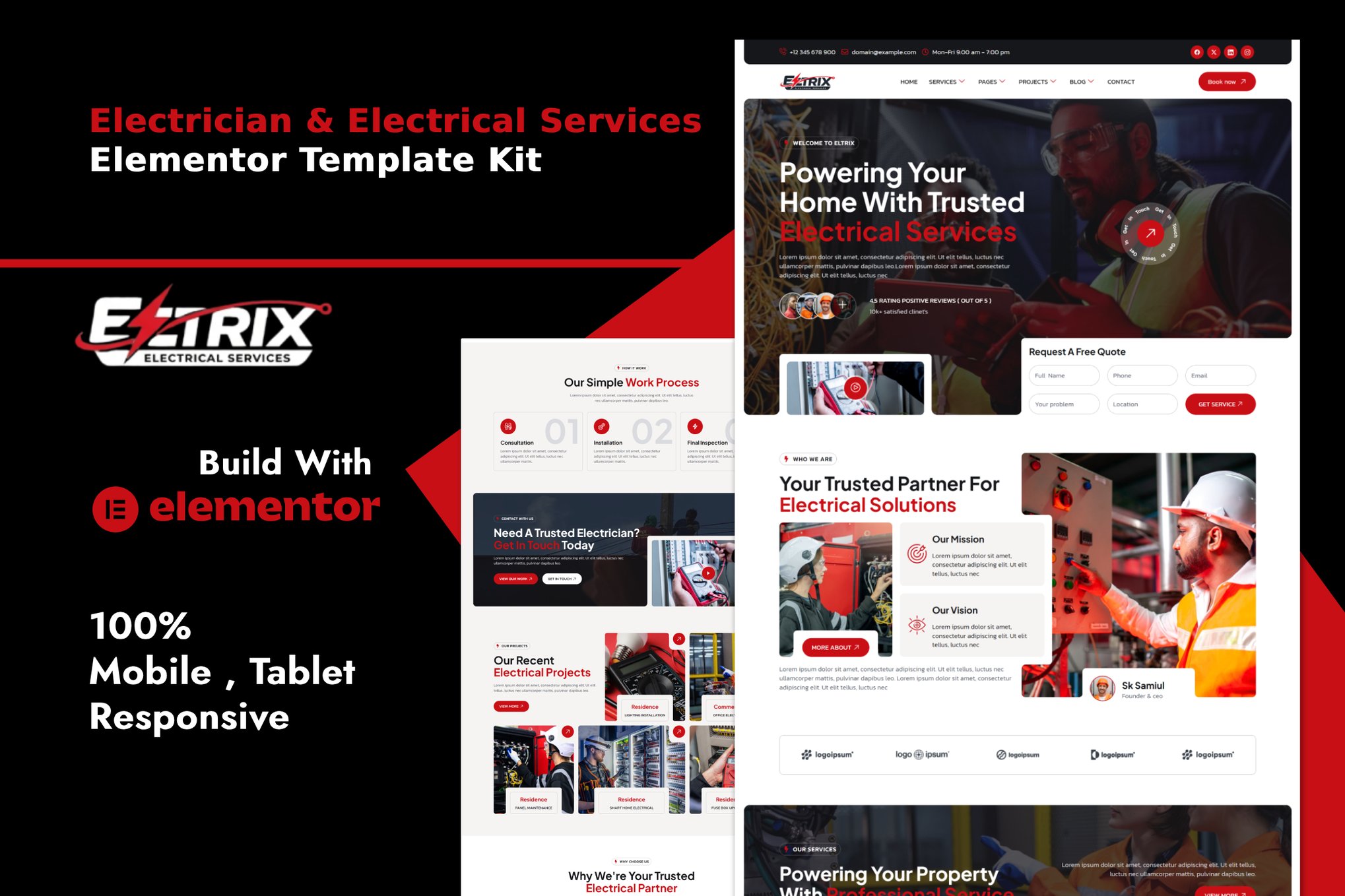 Eltrix – Electrician & Electrical Services Elementor Template Kit