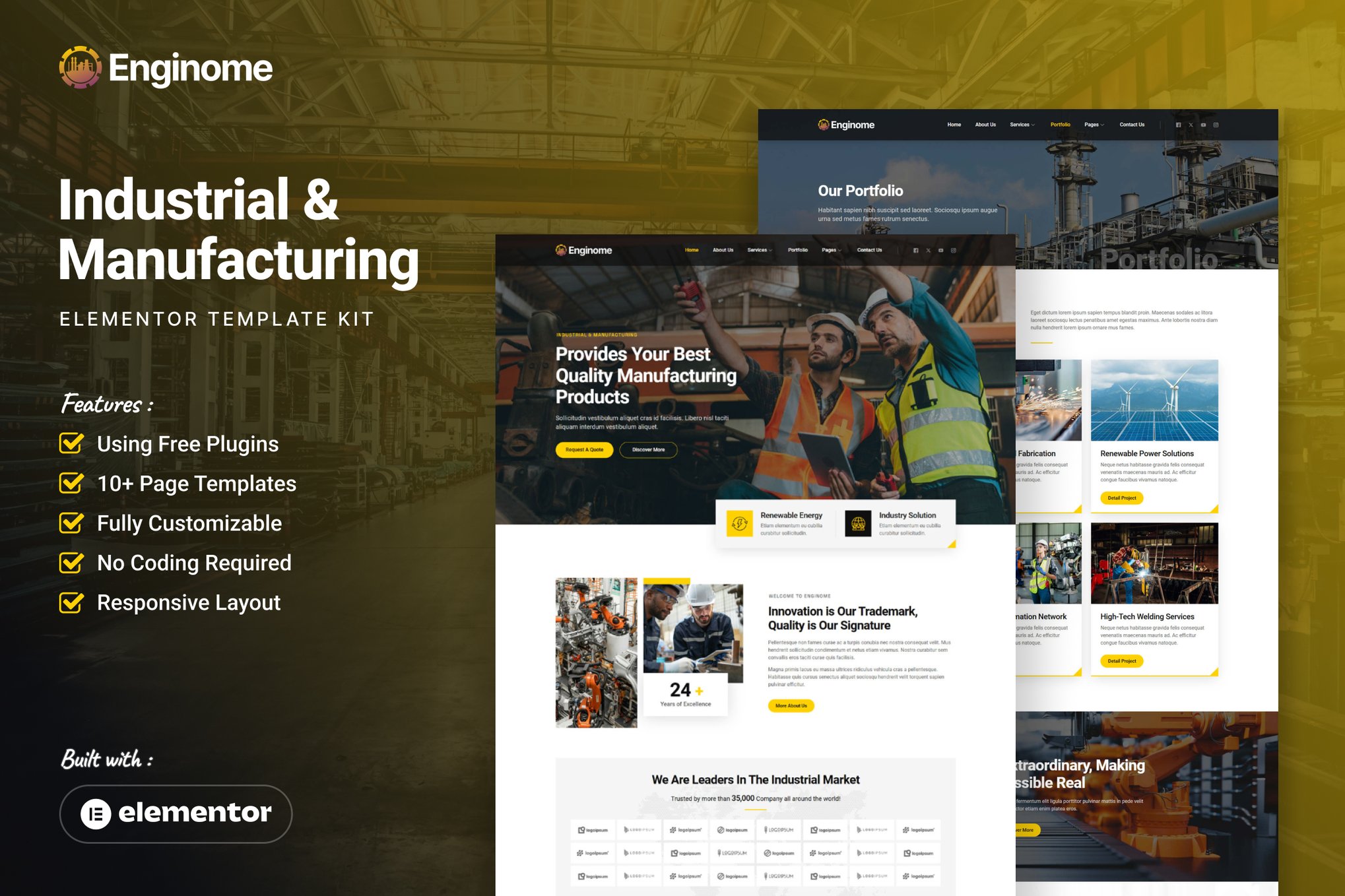 Enginome - Industrial & Manufacturing Elementor Template Kit