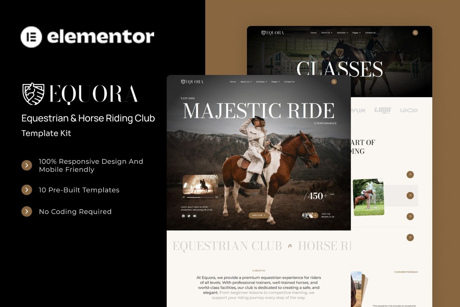 Equora - Equestrian & Horse Riding Club Elementor Template Kit