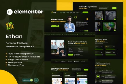 Ethan – Personal Portfolio Elementor Template Kit