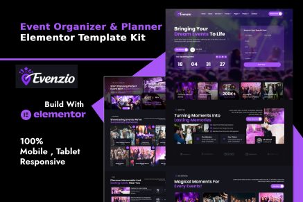 Evenzio – Event Organizer & Planner Elementor Template Kit