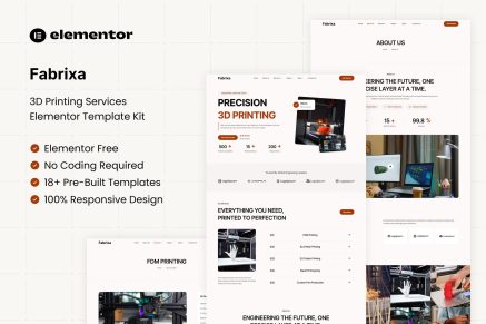 Fabrixa – 3D Printing Services Elementor Template Kit