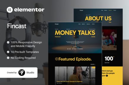 Fincast – Financial Business Podcast Elementor Template Kit