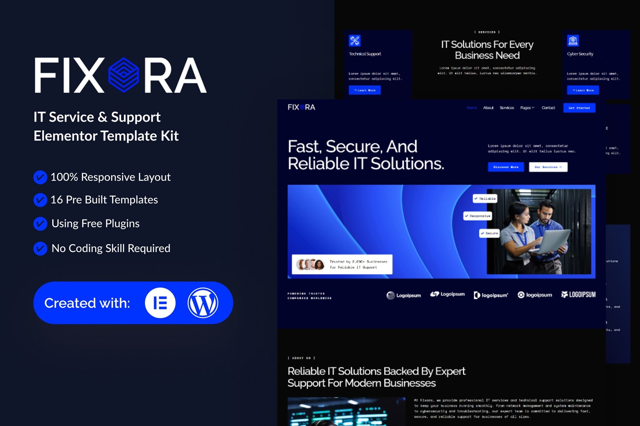 Fixora – IT Service & Support Elementor Template Kit