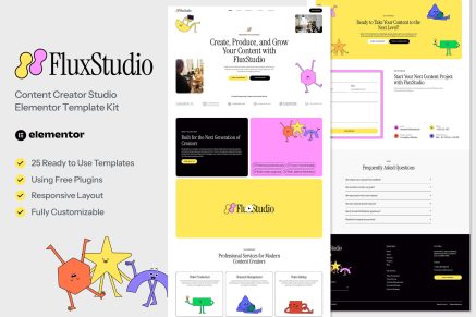 FluxStudio – Content Creator Studio Elementor Template Kit