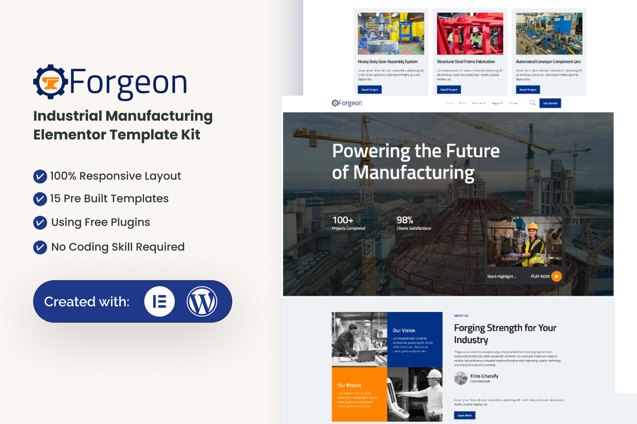 Forgeon - Industrial & Manufacturing Elementor Template Kit