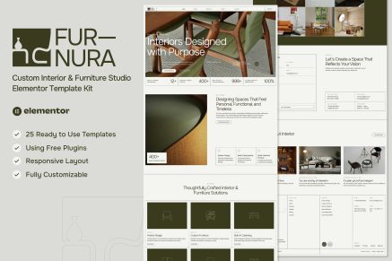 Furnora – Custom Interior & Furniture Studio Elementor Template Kit
