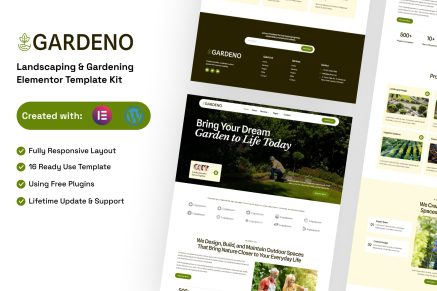 Gardeno – Landscaping & Gardening Elementor Template Kit