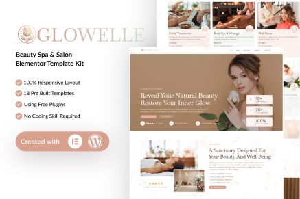 Glowelle – Beauty Salon & Spa Elementor Template Kit
