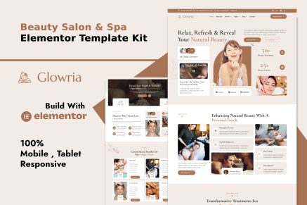 Glowria – Beauty Salon & Spa Elementor Template Kit