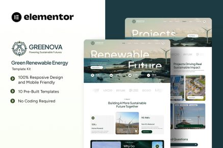 Greenova - Green Renewable Energy Elementor Template Kit