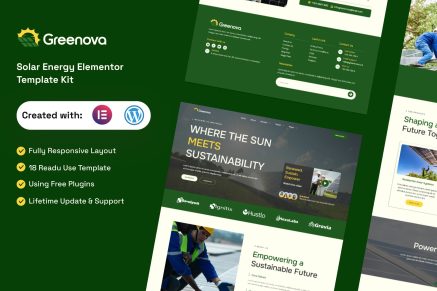 Greenova – Solar & Green Renewable Energy Elementor Template Kit