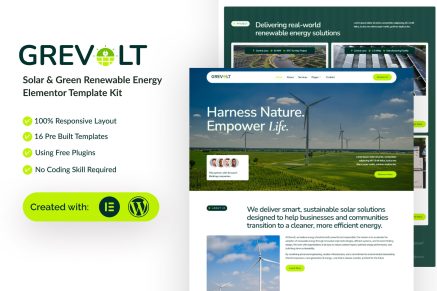Grevolt – Solar & Green Renewable Energy Elementor Template Kit