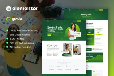 Grovia – Digital Marketing Agency Elementor Pro Template Kit