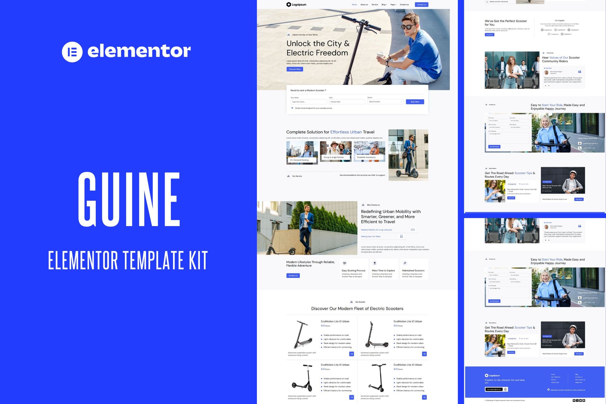 Guine – Electric Scooter & Bike Rental Elementor Template Kit