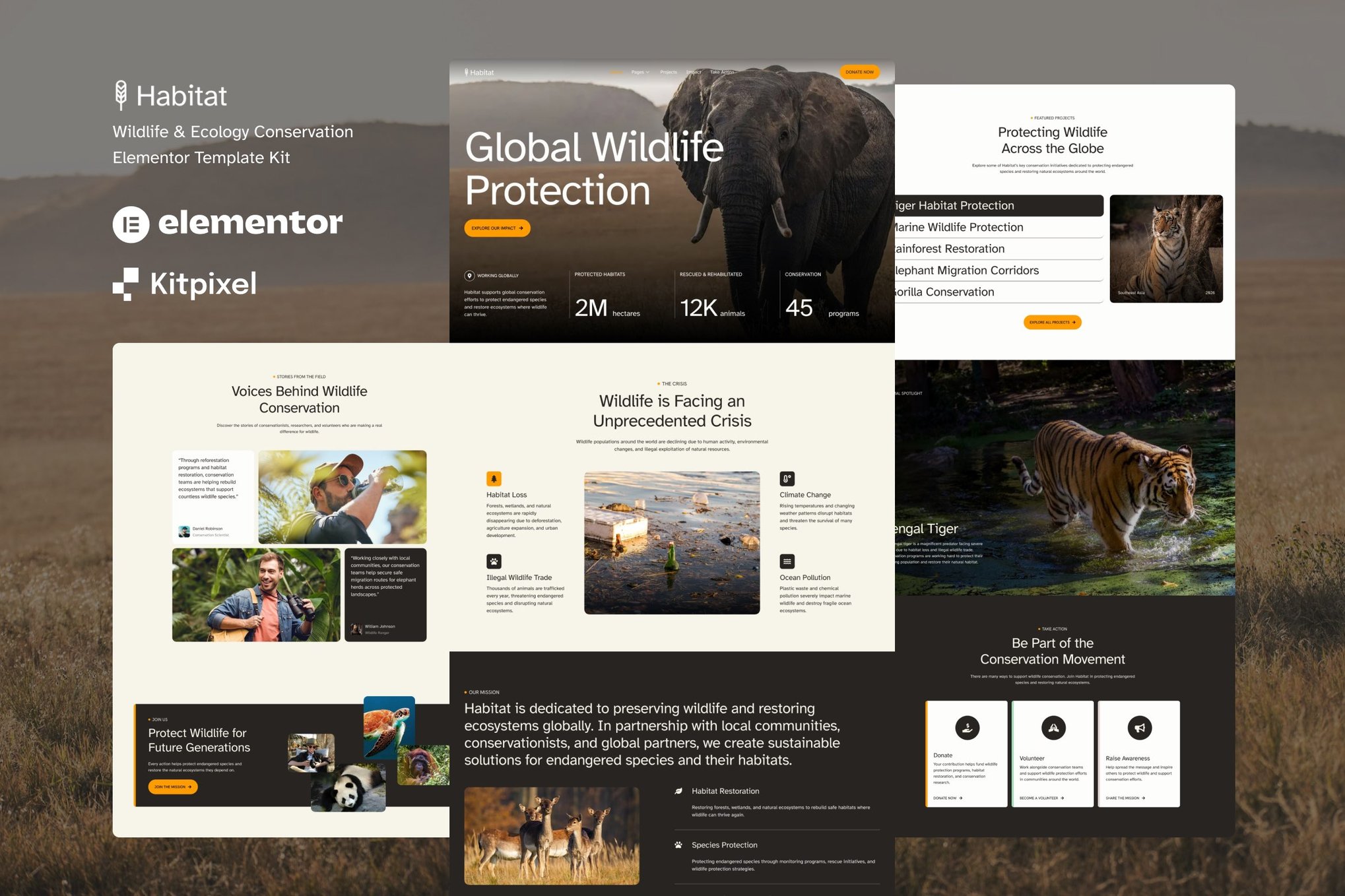 Habitat - Wildlife & Ecology Conservation Elementor Template Kit