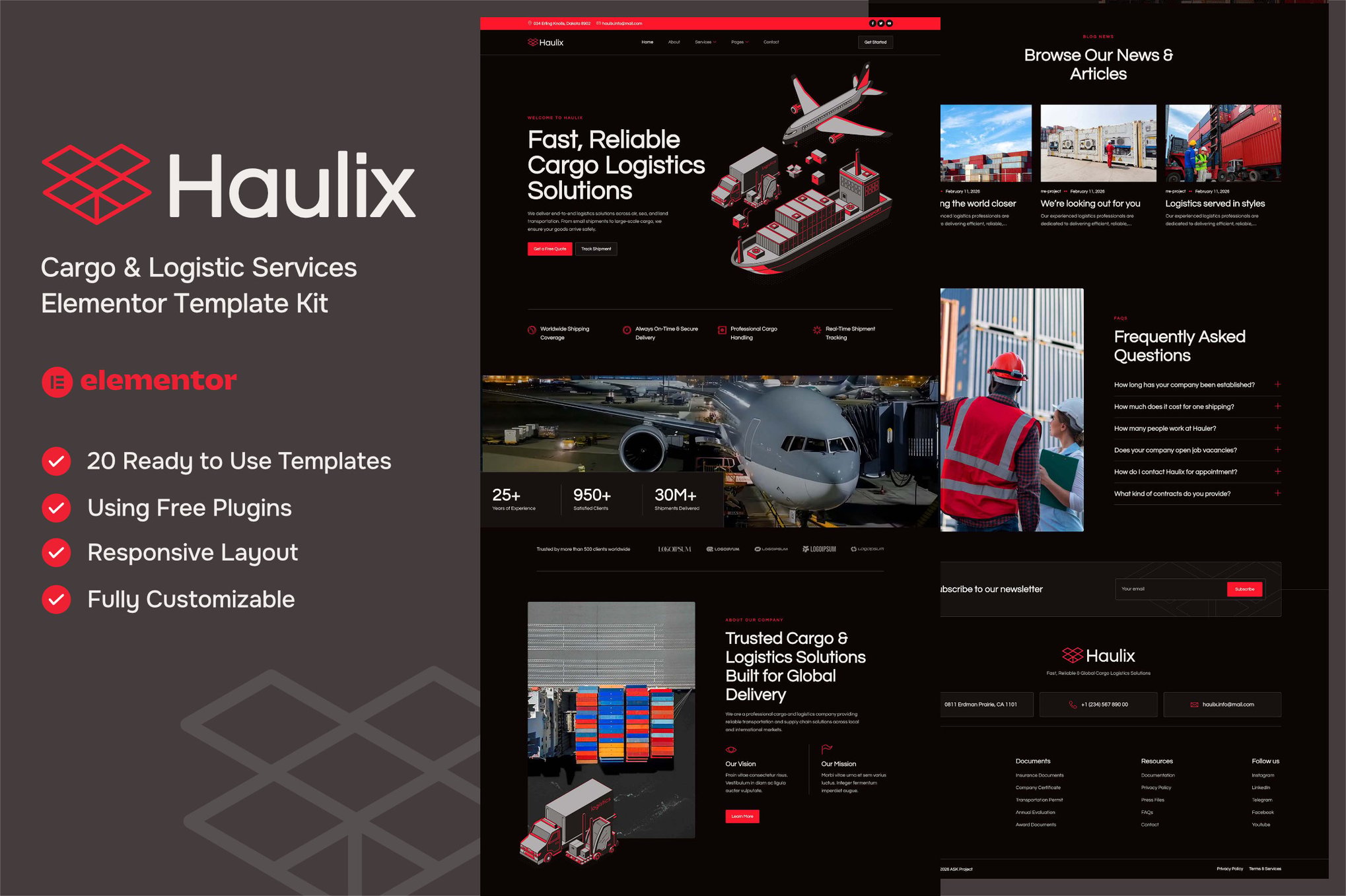 Haulix - Cargo & Logistic Services Elementor Template kit